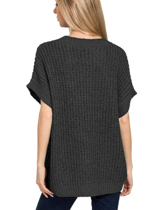 Zenana Short Sleeve Round Neck Sweater | Sweaters Daverri Fashions