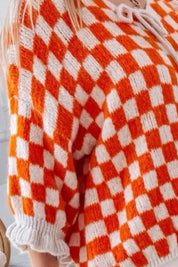 Double Take Tied Checkered Dropped Shoulder Flounce Sleeve Cardigan | Cardigans Daverri Fashions
