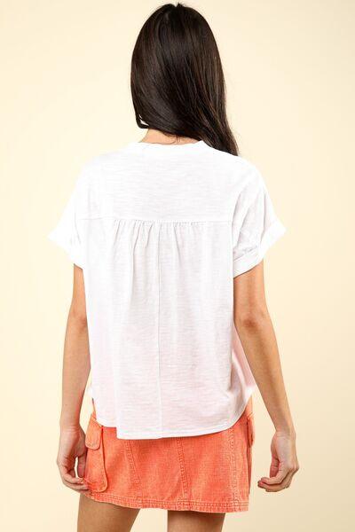 VERY J Nochted Short Sleeve Washed T-Shirt | T-Shirts Daverri Fashions