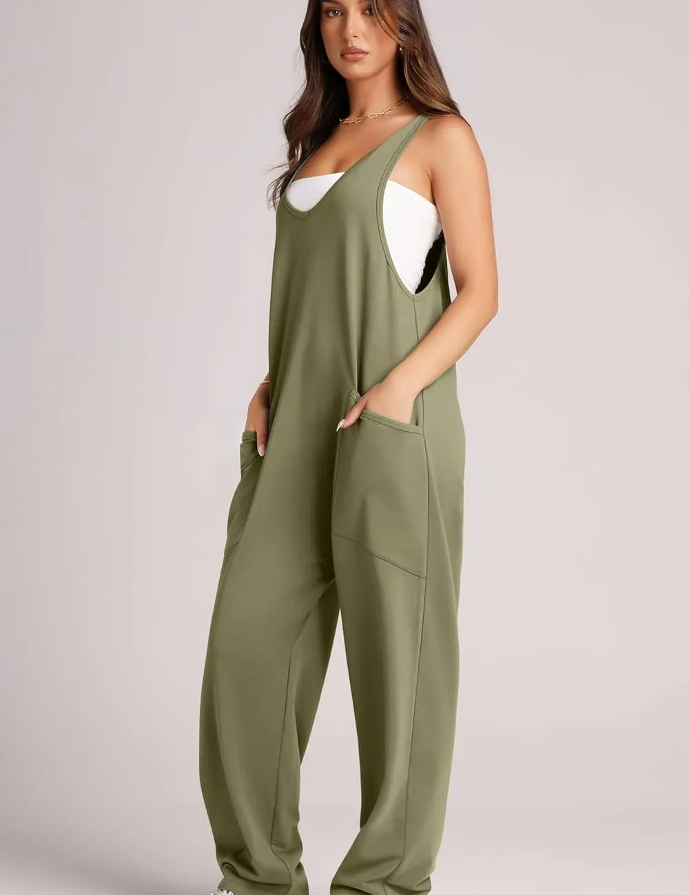 Lovelet Wide Strap Jumpsuit with Pockets | Overalls Daverri Fashions