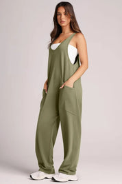 Lovelet Wide Strap Jumpsuit with Pockets | Overalls Daverri Fashions
