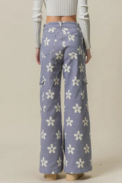 BiBi Flower Printed Side Pocket Wide Pants | Daverri Fashions