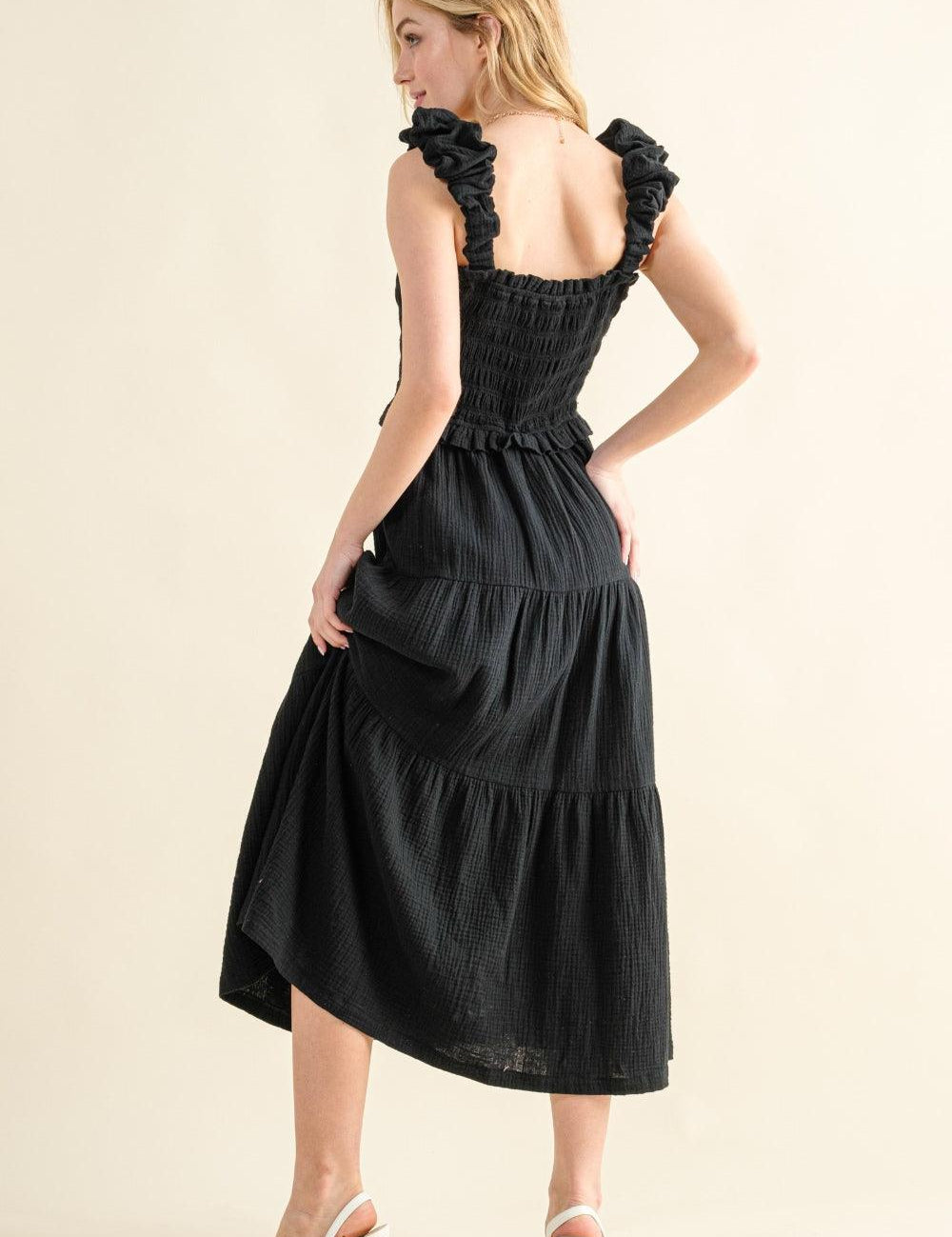 And The Why Smocked Ruffled Tiered Dress | Daverri Fashions