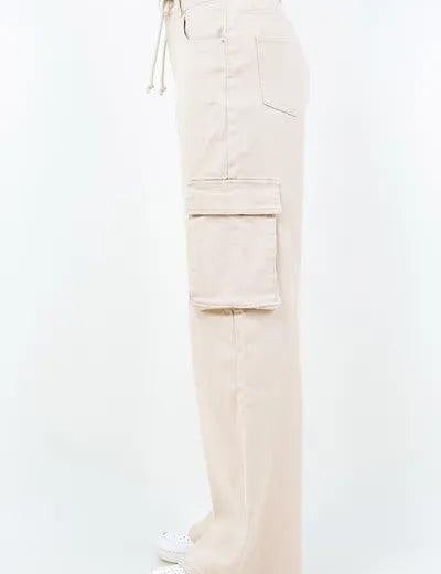 American Bazi Full Size Drawstring Wide Leg Cargo Pants Plus Size | Pants Daverri Fashions