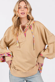 SAGE + FIG Full Size Plaid Print Washed Hoodie Plus Size | Hoodies Daverri Fashions
