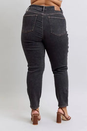 Judy Blue Full Size Mid Rise Tummy Control Slim Jeans Plus Size | Daverri Fashions