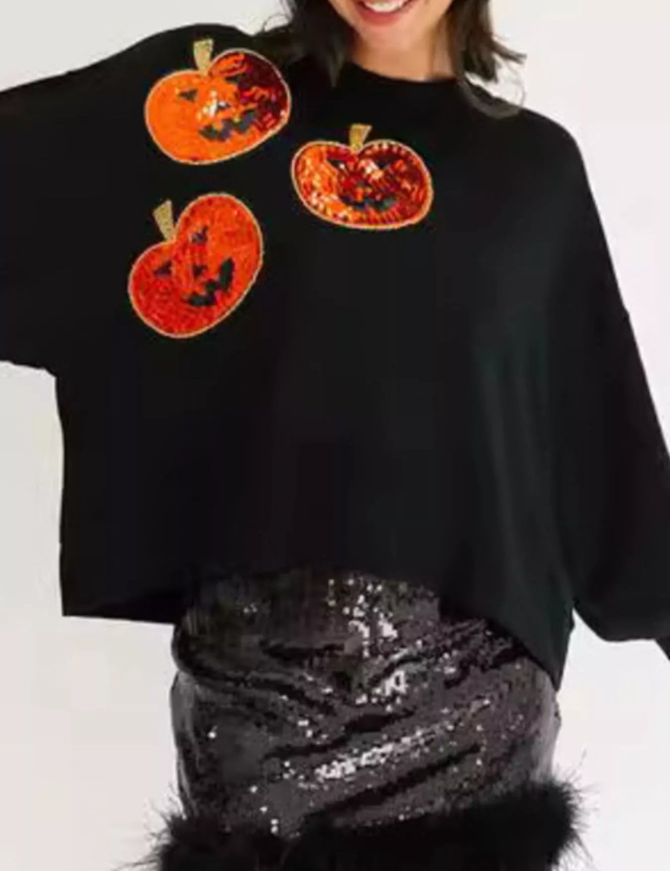 Halloween Pumpkin Round Neck Sweatshirt | Sweatshirts Daverri Fashions