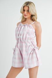 MABLE Plaid Sleeveless Button Down Romper | Daverri Fashions