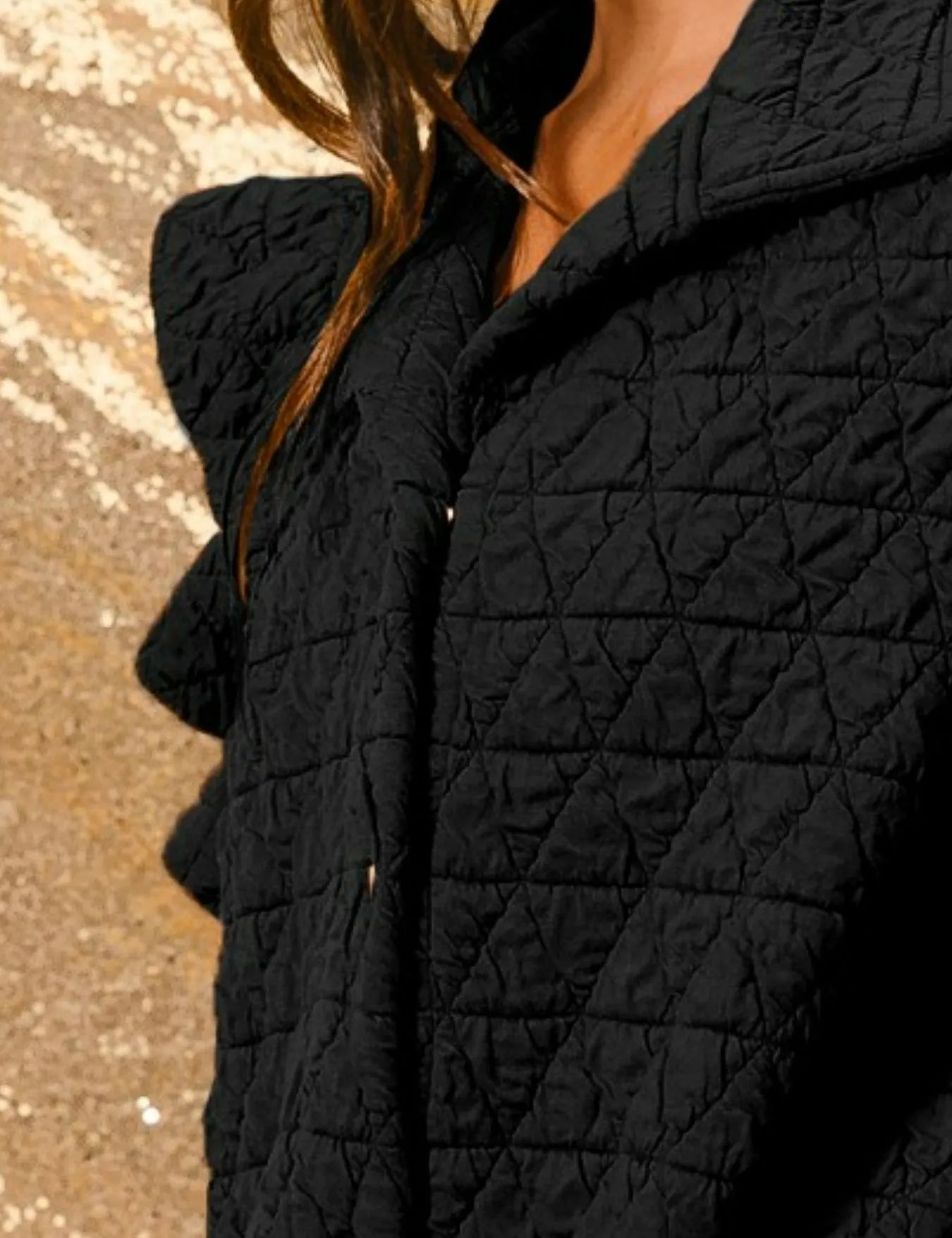 BiBi Quilting Knit Ruffle Sleeve Vest | Vests Daverri Fashions