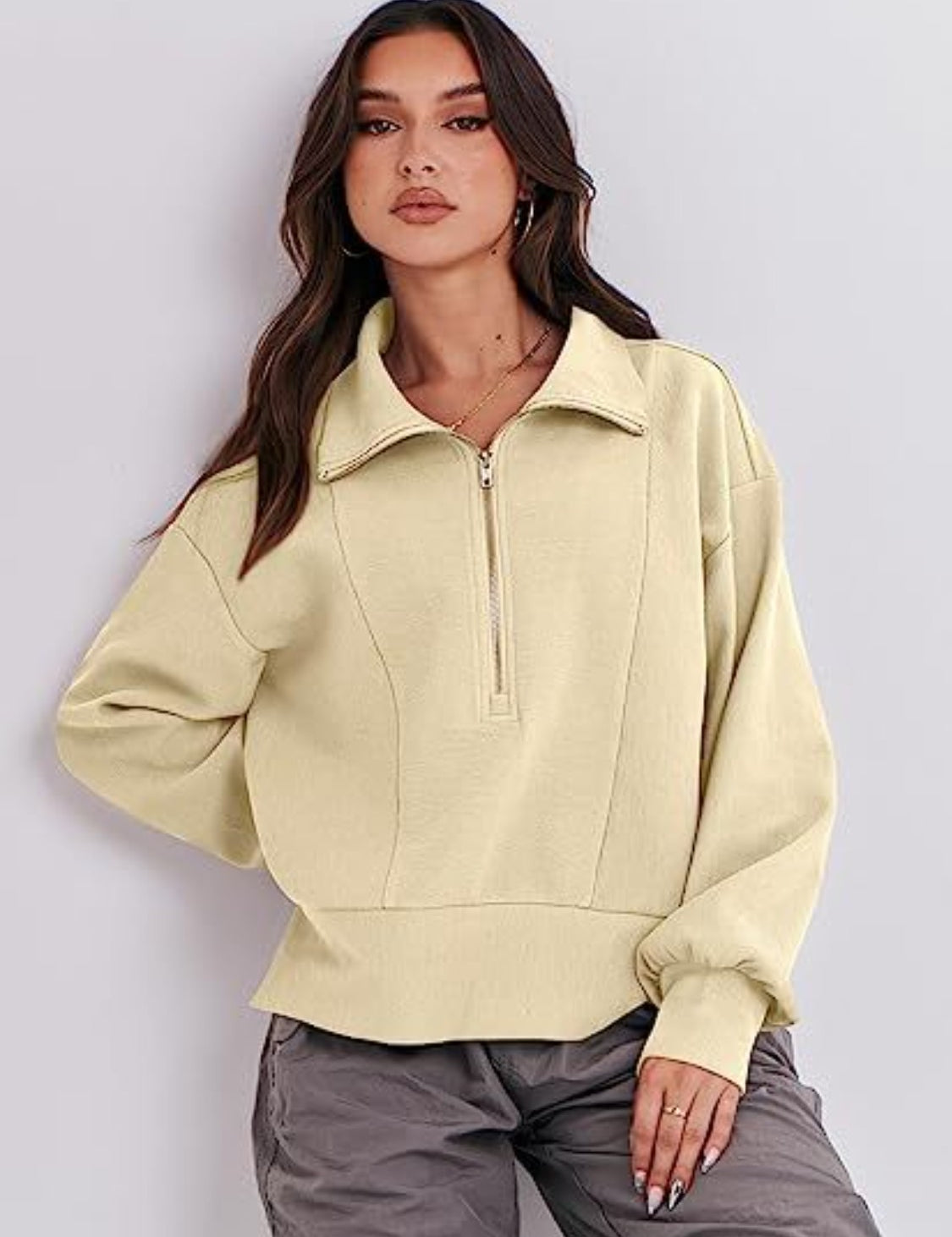 Half Zip Up Collared Sweatshirt | Sweatshirts Daverri Fashions