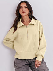 Half Zip Up Collared Sweatshirt | Sweatshirts Daverri Fashions