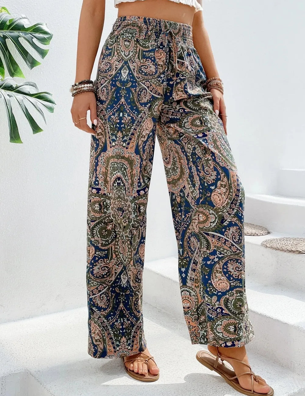 Printed Wide Leg Pants | Pants Daverri Fashions