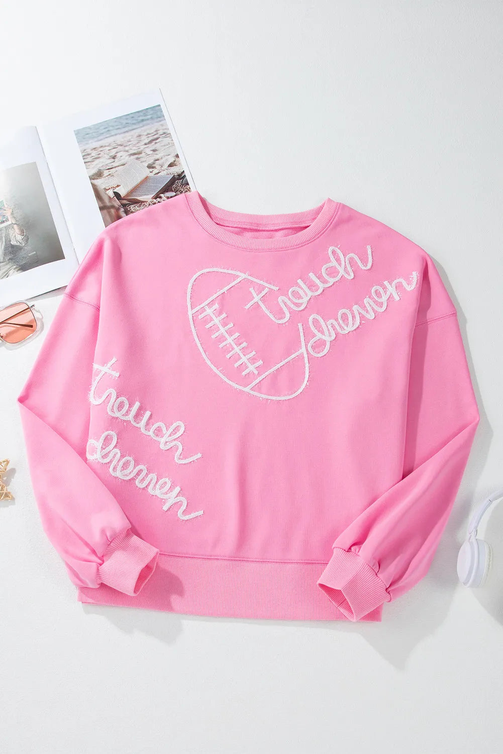 Football & Letter Round Neck Long Sleeve Sweatshirt | Sweatshirts Daverri Fashions