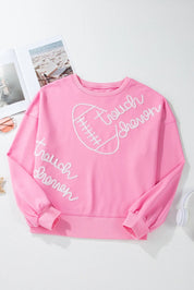 Football & Letter Round Neck Long Sleeve Sweatshirt | Sweatshirts Daverri Fashions