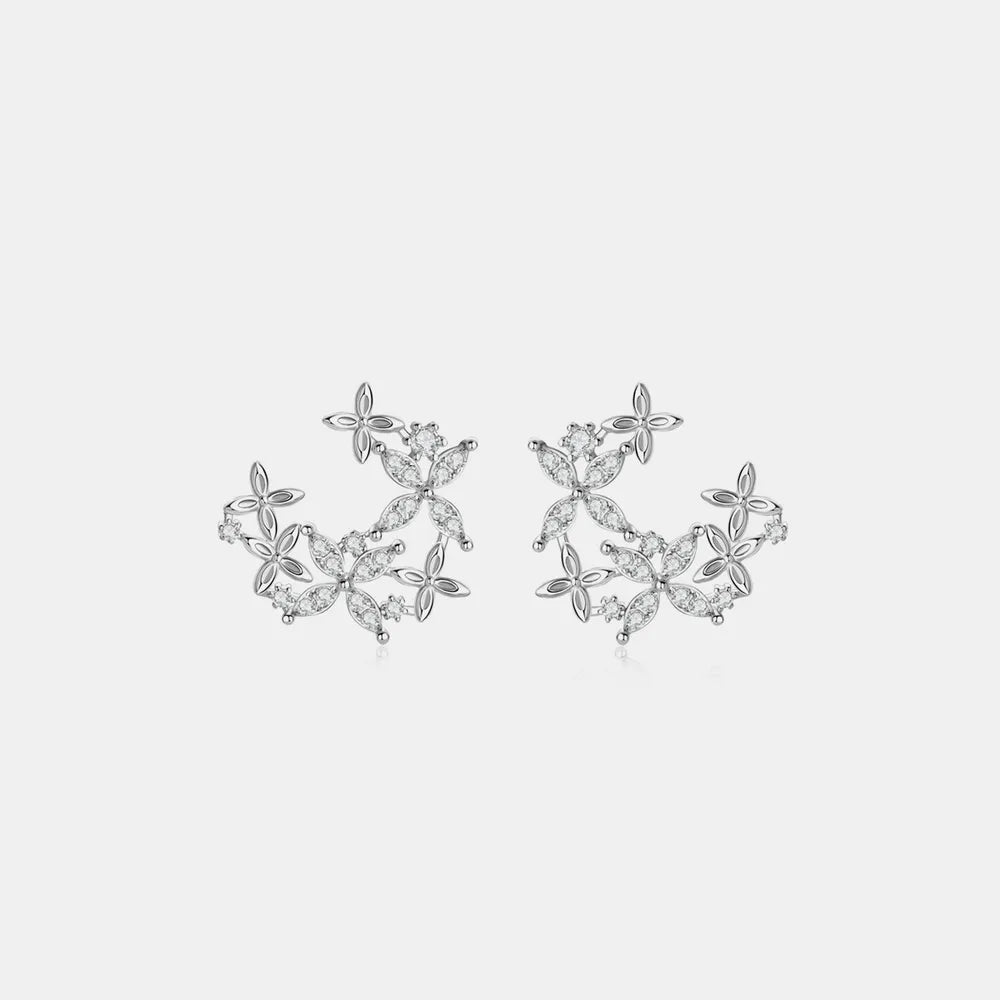 925 Sterling Silver Moissanite Lucky Clover Earrings | Sterling Silver Earrings Daverri Fashions