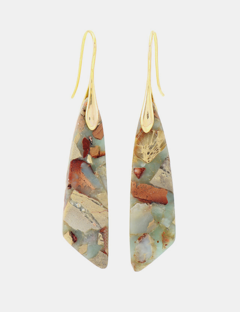 Gold One Size Handmade Natural Stone Dangle Earrings | Earrings Daverri Fashions