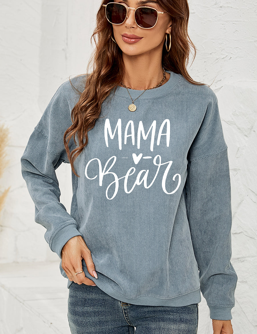 French Blue MAMA Graphic Round Neck Sweatshirt | Sweatshirts Daverri Fashions