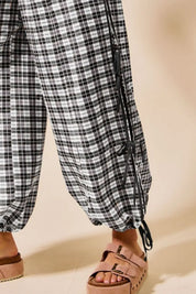 SO ME Plaid Elastic Waist Balloon Pants | Daverri Fashions