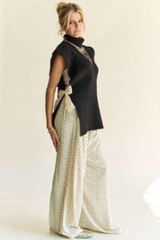Davi & Dani Side Split Turtleneck Sleeveless Knit Sweater | Sweaters Daverri Fashions