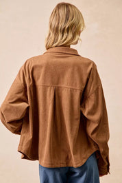 BiBi Corduroy Relaxed Fit Shacket with Back Pleat | Shackets Daverri Fashions