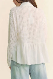 Davi & Dani Garment Washed Jacquard Button Front Shirt | Shirts Daverri Fashions