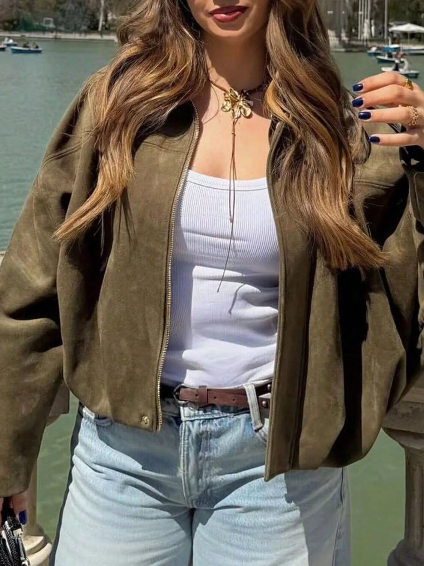 Zip Up Oversized Jacket | Jackets Daverri Fashions