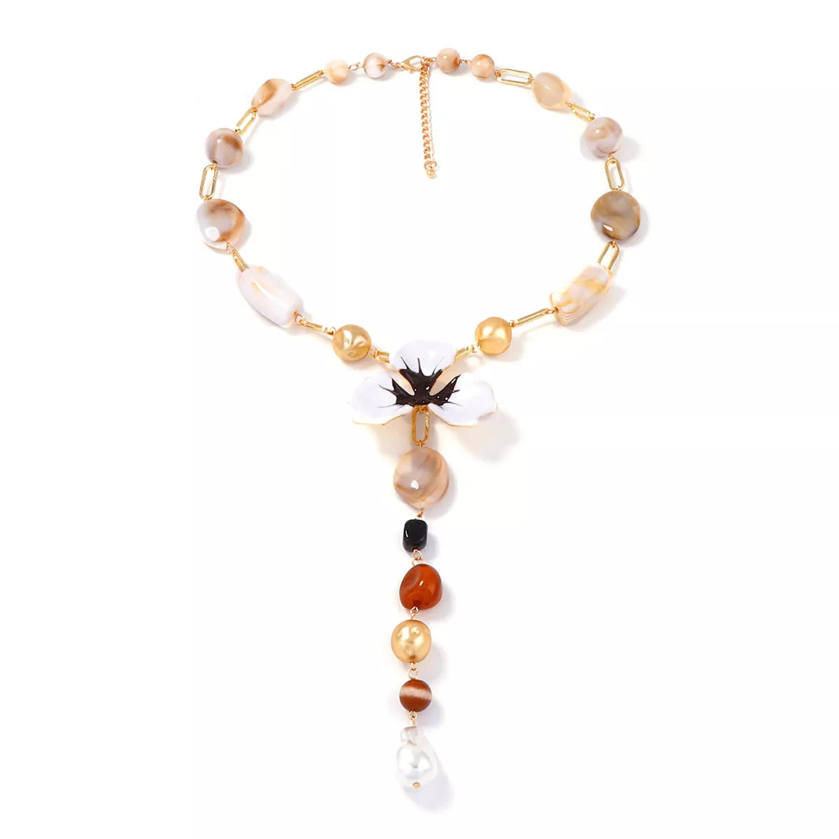 Alloy Dripping Oil Flower Resin Y-Shaped Necklace | Necklaces Daverri Fashions