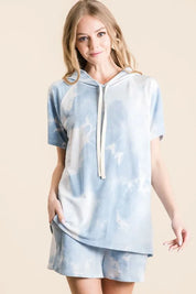 BiBi Tie Dye French Terry Hoodie Top and Bottom Set | Outfit Sets Daverri Fashions