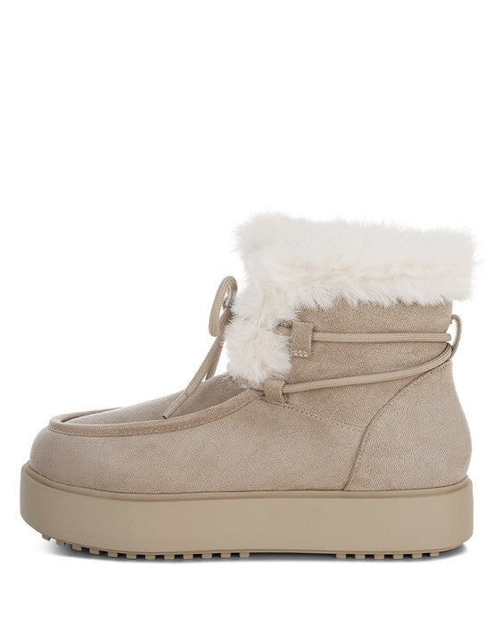 Bunting Faux Fur Collar Flatform Boots | Boots Daverri Fashions