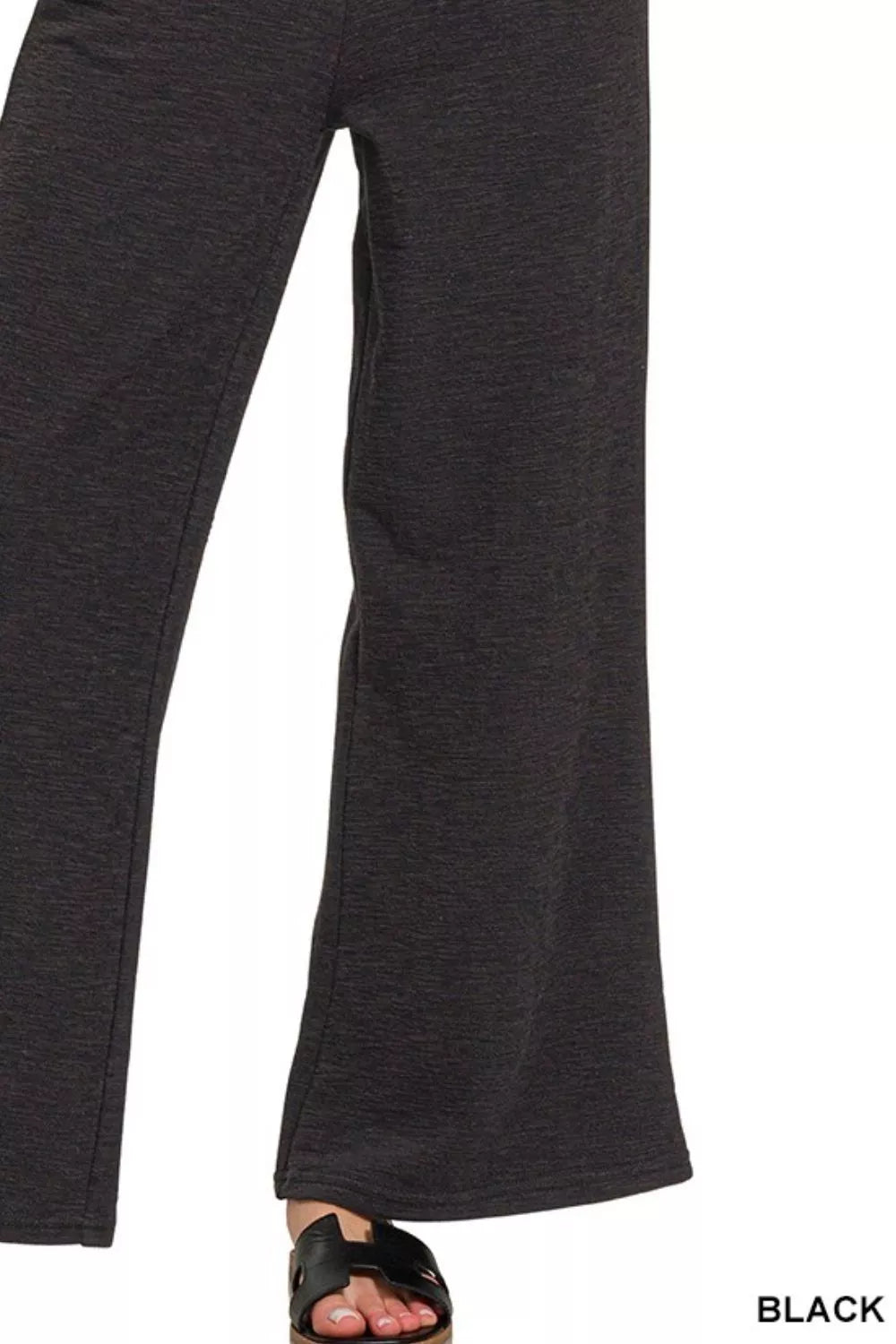 Zenana Cotton Slub Wide Leg Pants | Daverri Fashions