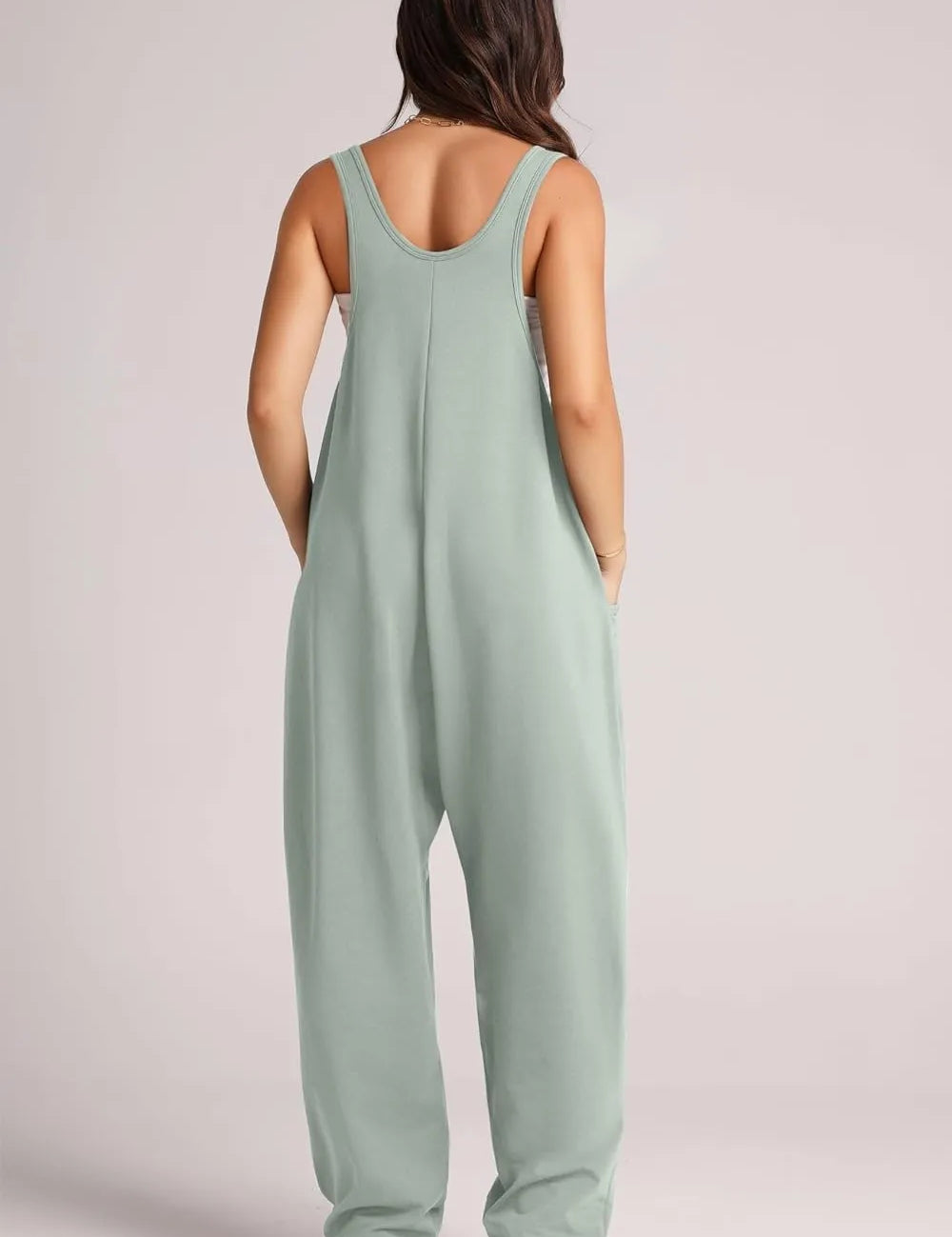 Sage Lovelet Wide Strap Jumpsuit with Pockets | Overalls Daverri Fashions
