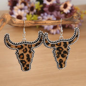 Leopard One Size Alloy Animal Print Cow Head Earrings | Earrings Daverri Fashions