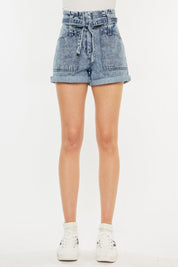 Kancan Ultra High Rise Paperbag Denim Shorts | Daverri Fashions