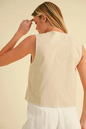 Aemi+Co Embroidered Tied Front Vest Coat | Daverri Fashions