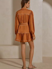 Button Front Long Sleeve Shirt Dress | Mini Dresses Daverri Fashions