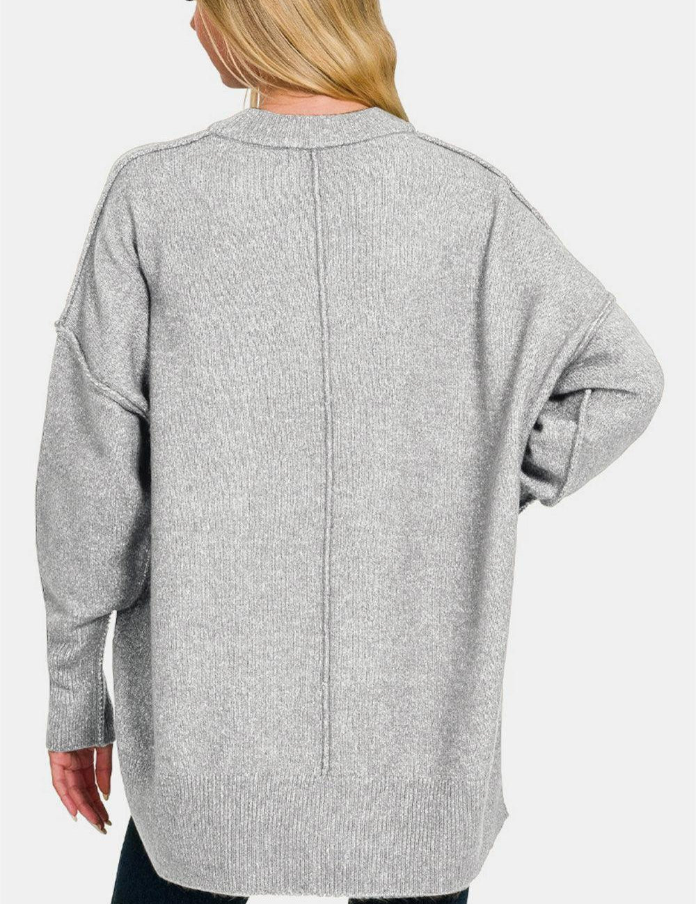 Zenana High-Low Hem Drop Shoulder Sweater | Sweaters Daverri Fashions