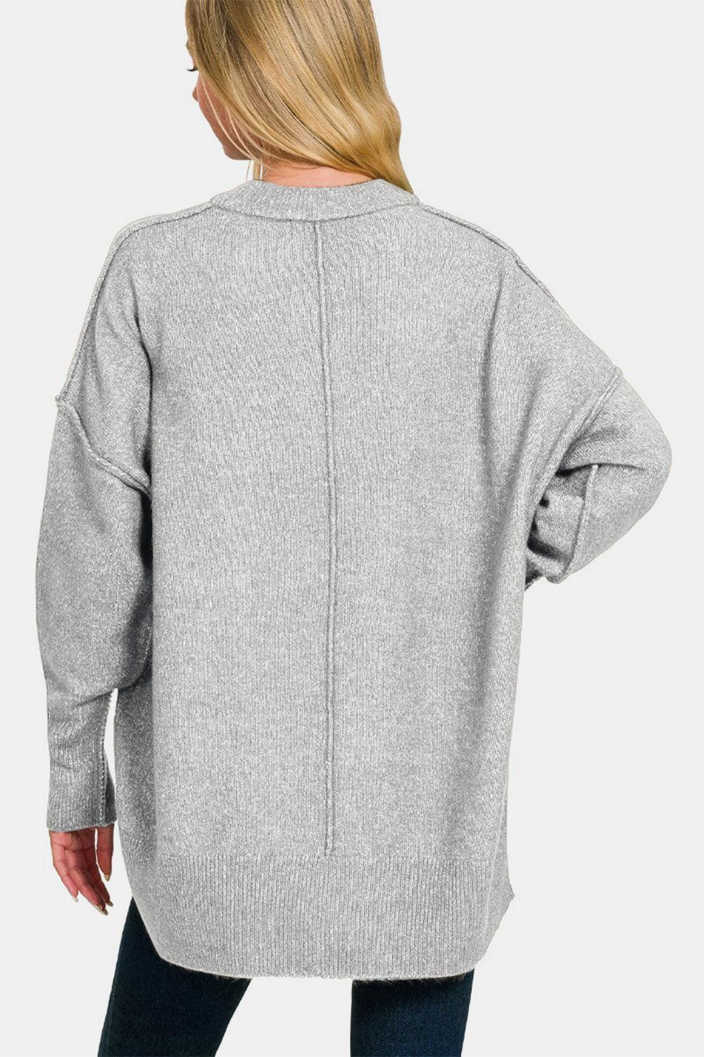Zenana High-Low Hem Drop Shoulder Sweater | Sweaters Daverri Fashions