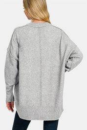 Zenana High-Low Hem Drop Shoulder Sweater | Sweaters Daverri Fashions