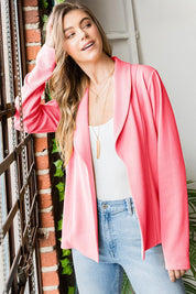 NEONPINK Heimish Open Front Long Sleeve Blazer | Daverri Fashions