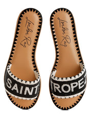 Luxe Getaway Beaded Saint Tropez Flat Slip Ons | Slides Daverri Fashions