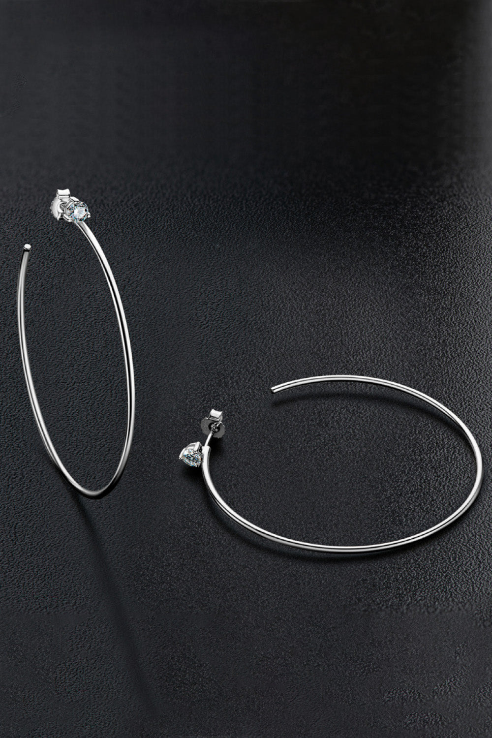 Silver One Size Adored 925 Sterling Silver Moissanite Hoop Earrings | Sterling Silver Earrings Daverri Fashions