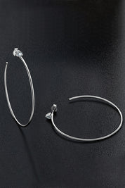 Silver One Size Adored 925 Sterling Silver Moissanite Hoop Earrings | Sterling Silver Earrings Daverri Fashions