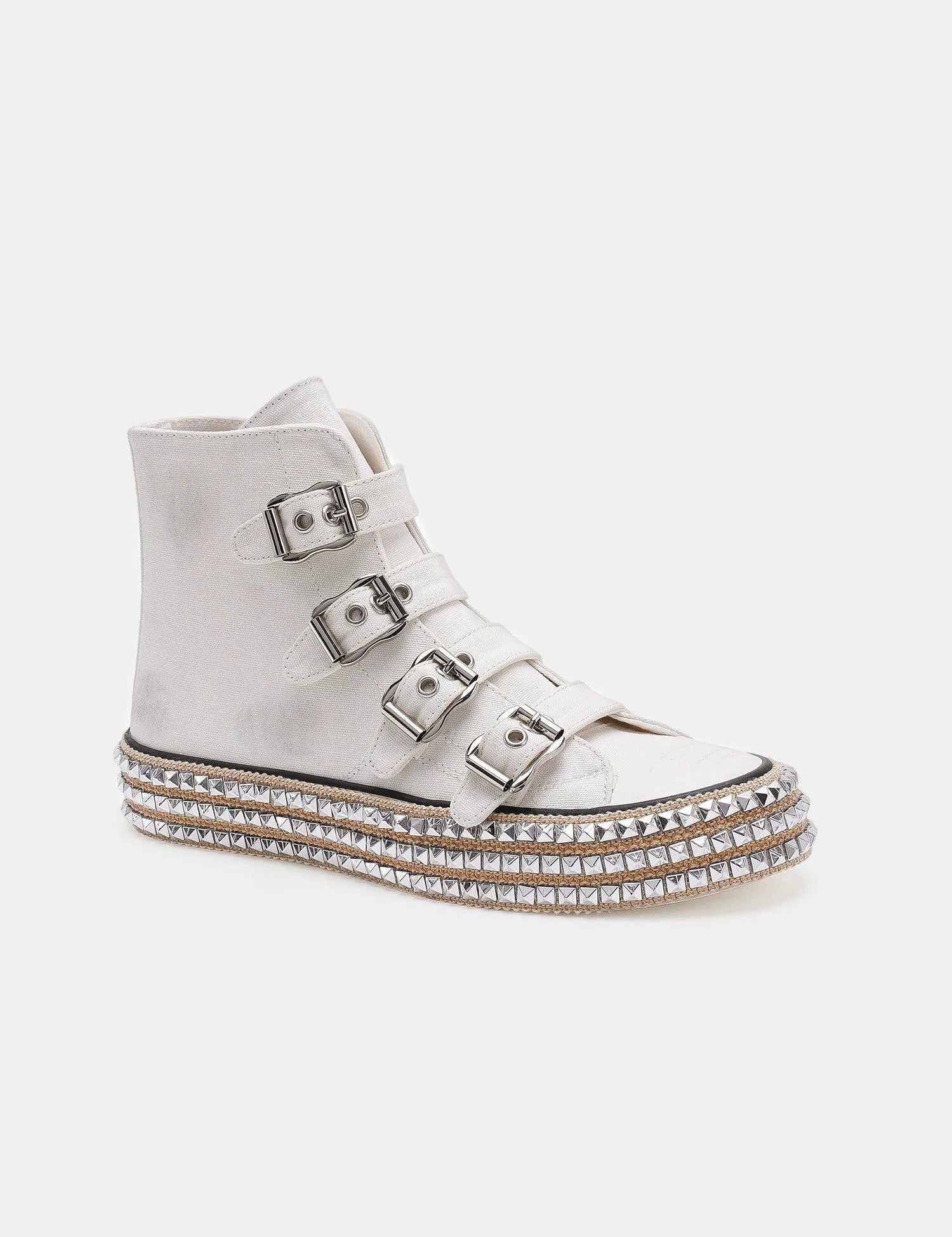 Multi-Buckle Straps Studded Platform Sneakers | SNEAKERS Daverri Fashions