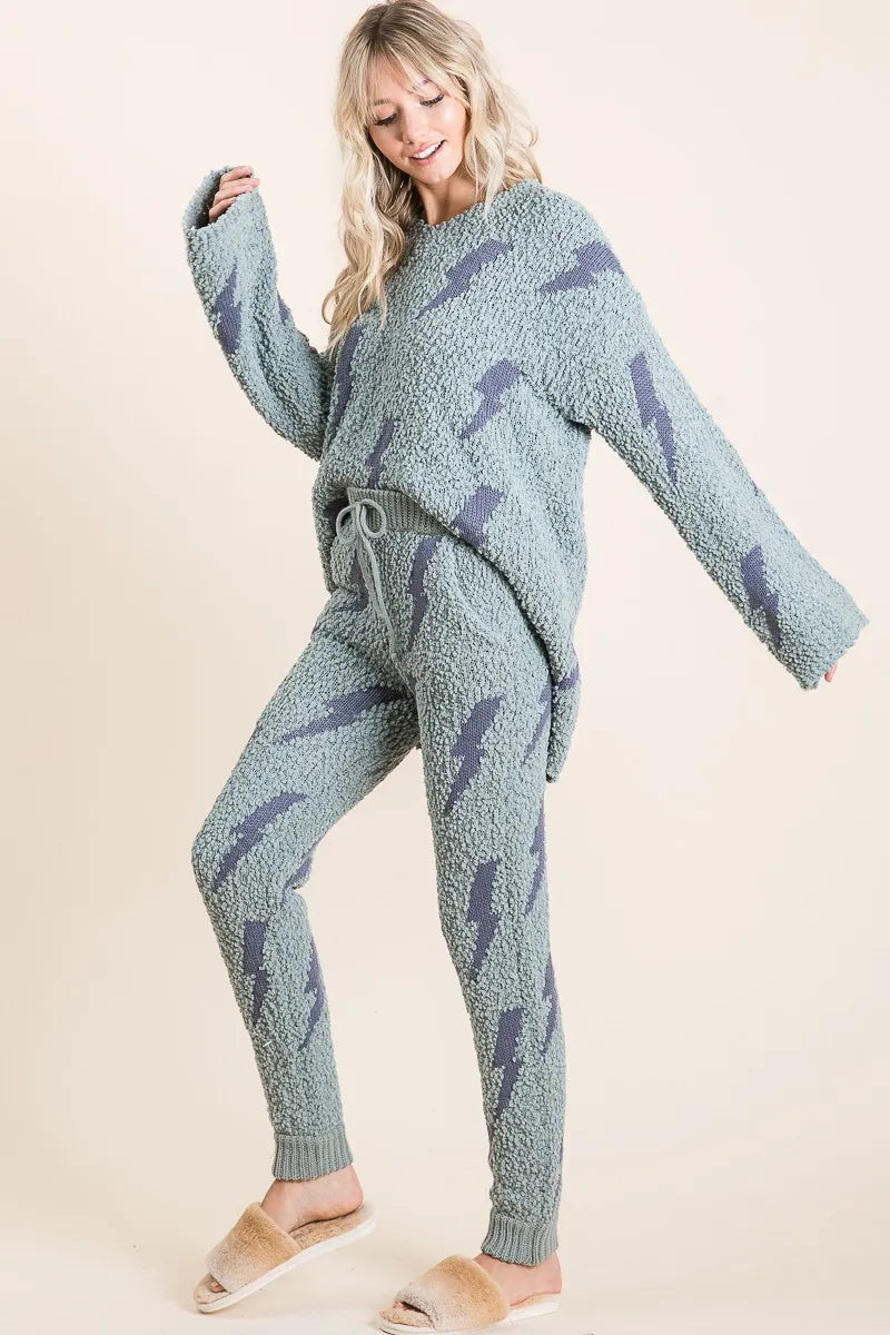 BiBi Cozy Soft Hairy Popcorn Sweater Pants | Pants Daverri Fashions