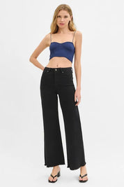 RISEN Full Size Tummy Control High Rise Wide Jeans Plus Size | Daverri Fashions
