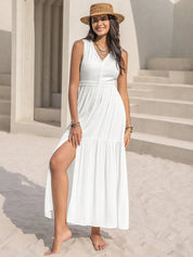 Slit V-Neck Sleeveless Maxi Dress | Maxi Dresses Daverri Fashions