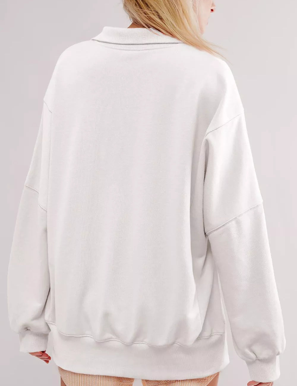 Buttoned Collared Raw Detail High Low Baggy Sweatshirt with Slits | Sweatshirts Daverri Fashions