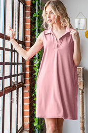 Heimish Full Size Ribbed Johnny Collar Sleeveless Dress | Mini Dresses Daverri Fashions