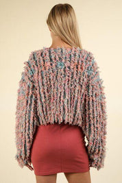 VERY J Shaggy Yarn Knit Zip Up Jacket | Daverri Fashions