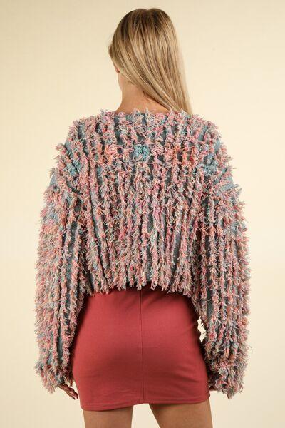 VERY J Shaggy Yarn Knit Zip Up Jacket | Daverri Fashions